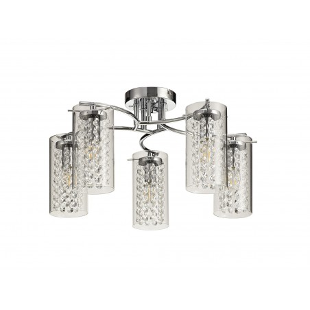 Sion Semi Ceiling Light, 5 x E14, Polished Chrome/Crystal/Glass DELight - 3