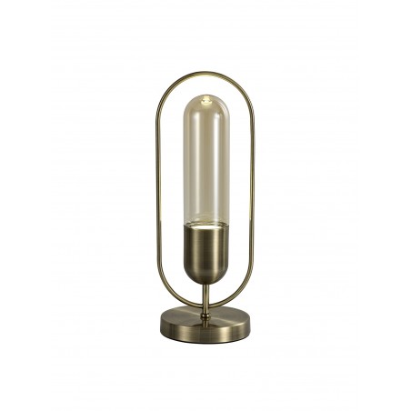 Hamal Table Lamp, 1 x 7W LED, 4000K, 790lm, Antique Brass/Amber, 3yrs Warranty DELight - 1
