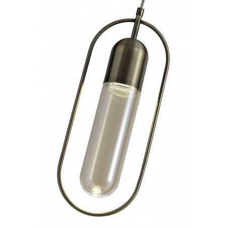 Hamal Rectangular Pendant, 1 x 7W LED, 4000K, 790lm, Antique Brass/Amber, 3yrs Warranty DELight - 5
