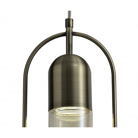 Hamal Rectangular Pendant, 1 x 7W LED, 4000K, 790lm, Antique Brass/Amber, 3yrs Warranty DELight - 6