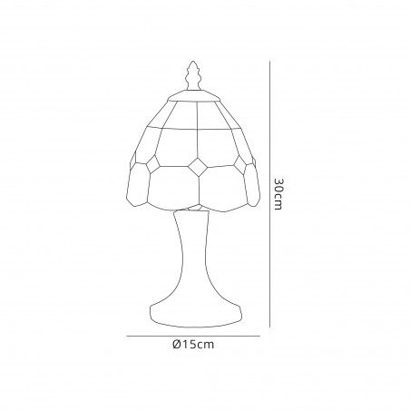 Pandora Tiffany Table Lamp, 1 x E14, White/Blue/Clear Crystal Shade DELight - 2