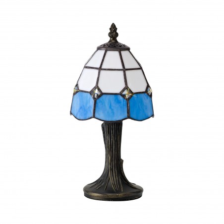 Pandora Tiffany Table Lamp, 1 x E14, White/Blue/Clear Crystal Shade DELight - 3
