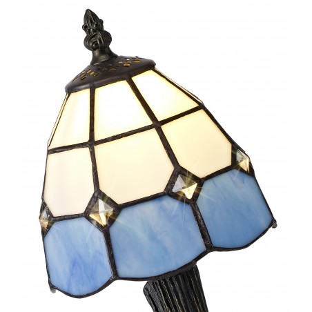 Pandora Tiffany Table Lamp, 1 x E14, White/Blue/Clear Crystal Shade DELight - 4