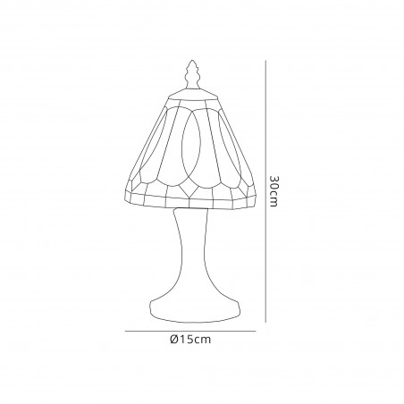 Vega Tiffany Table Lamp, 1 x E14, White/Grey/Clear Crystal Shade DELight - 2