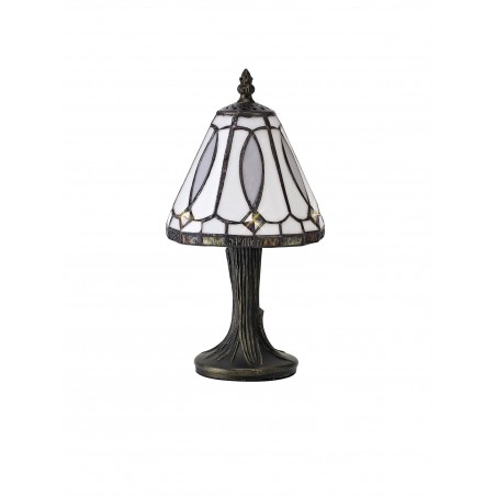 Vega Tiffany Table Lamp, 1 x E14, White/Grey/Clear Crystal Shade DELight - 3