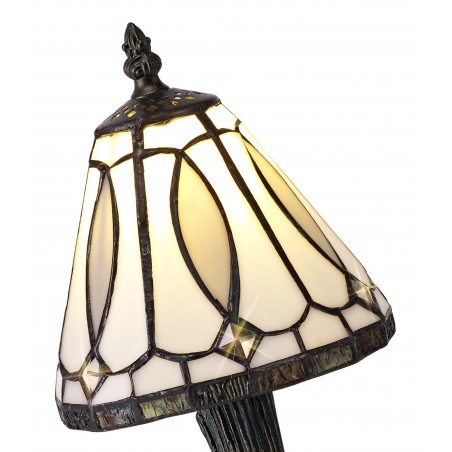 Vega Tiffany Table Lamp, 1 x E14, White/Grey/Clear Crystal Shade DELight - 4