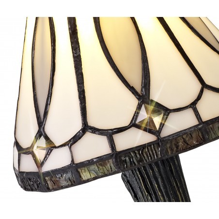Vega Tiffany Table Lamp, 1 x E14, White/Grey/Clear Crystal Shade DELight - 5