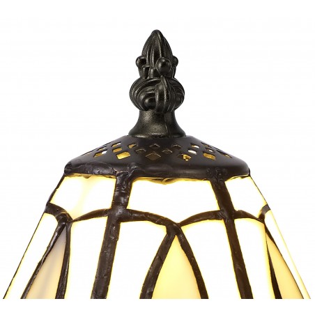 Vega Tiffany Table Lamp, 1 x E14, White/Grey/Clear Crystal Shade DELight - 7
