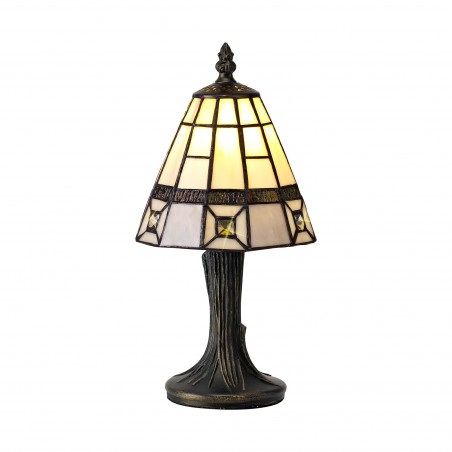 Maya Tiffany Table Lamp, 1 x E14, Cazure/Grey/Clear Crystal Shade DELight - 1