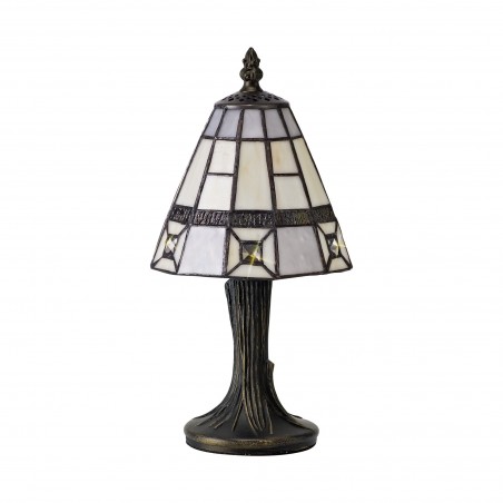 Maya Tiffany Table Lamp, 1 x E14, Cazure/Grey/Clear Crystal Shade DELight - 3