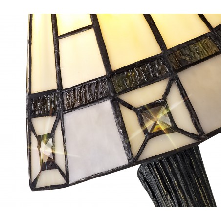 Maya Tiffany Table Lamp, 1 x E14, Cazure/Grey/Clear Crystal Shade DELight - 5
