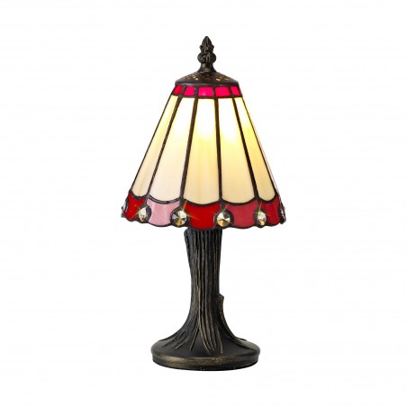 Tao Tiffany Table Lamp, 1 x E14, Cazure/Red/Clear Crystal Shade DELight - 1