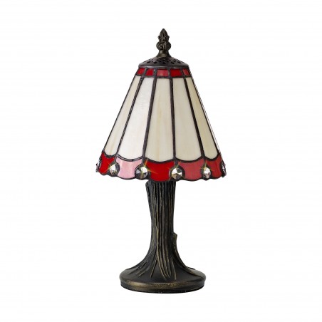 Tao Tiffany Table Lamp, 1 x E14, Cazure/Red/Clear Crystal Shade DELight - 3