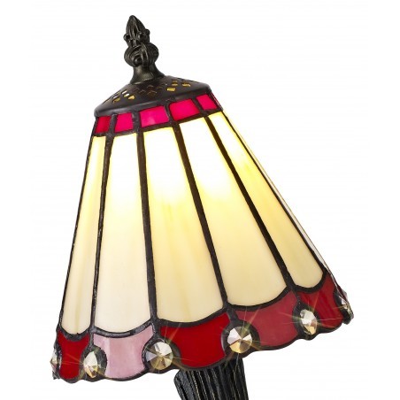 Tao Tiffany Table Lamp, 1 x E14, Cazure/Red/Clear Crystal Shade DELight - 4