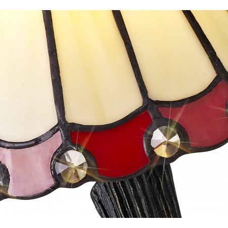 Tao Tiffany Table Lamp, 1 x E14, Cazure/Red/Clear Crystal Shade DELight - 8