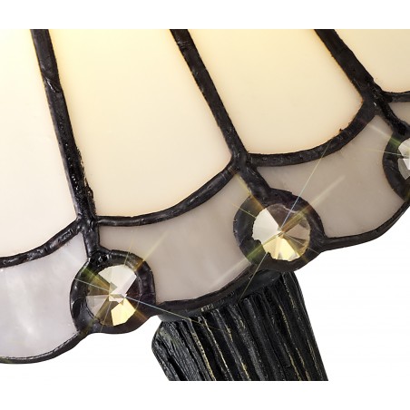 Tao Tiffany Table Lamp, 1 x E14, White/Grey/Clear Crystal Shade DELight - 8