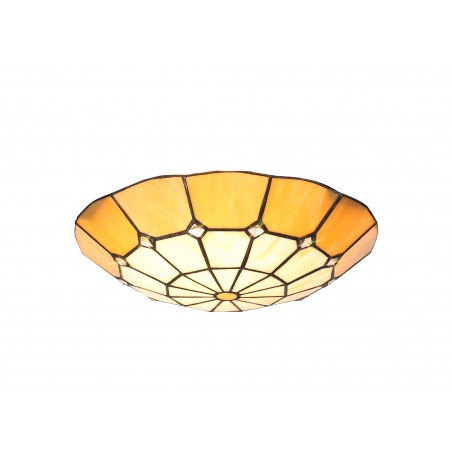 Dorado, Tiffany 35cm Non-Electric Uplighter Shade, Cazure/Beige/Clear Crystal Centre/Aged Antique Brass Trim DELight - 5