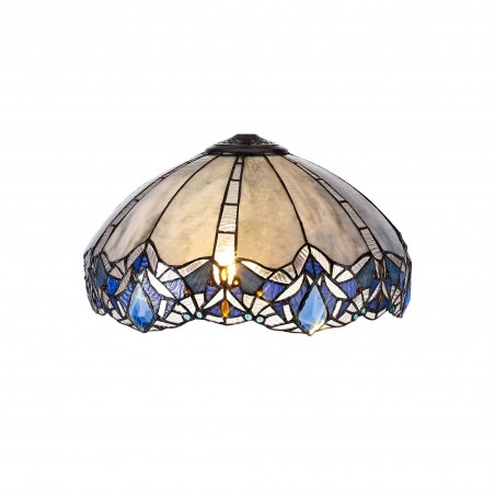 Chandra, Tiffany 40cm Shade Only Suitable For Pendant/Ceiling/Table Lamp, Blue/Clear Crystal DELight - 1