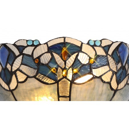 Chandra Tiffany 30cm Wall Lamp, 2 x E14, Blue/Clear Crystal DELight - 3
