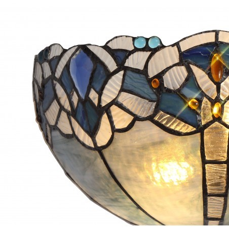 Chandra Tiffany 30cm Wall Lamp, 2 x E14, Blue/Clear Crystal DELight - 5