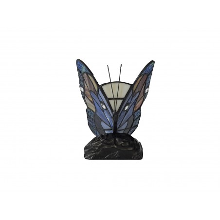 Jayde Tiffany Butterfly Table Lamp, 1 x E14, Black Base With Blue/Brown Glass With Clear Crystal DELight - 7