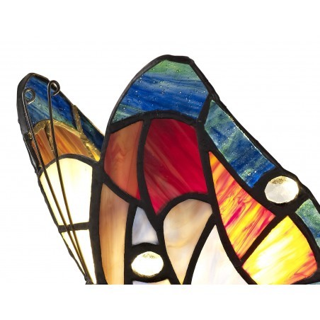 Jayde Tiffany Butterfly Table Lamp, 1 x E14, Black Base With Blue/Brown Glass With Clear Crystal DELight - 8