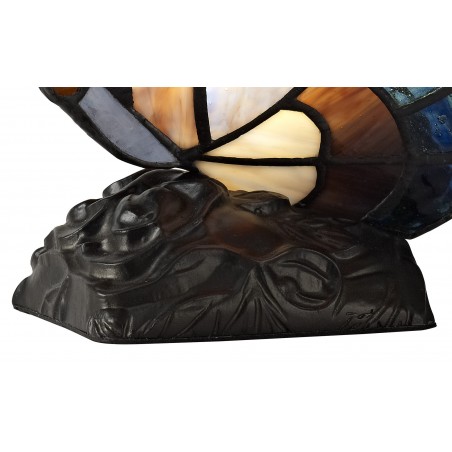 Jayde Tiffany Butterfly Table Lamp, 1 x E14, Black Base With Blue/Brown Glass With Clear Crystal DELight - 9