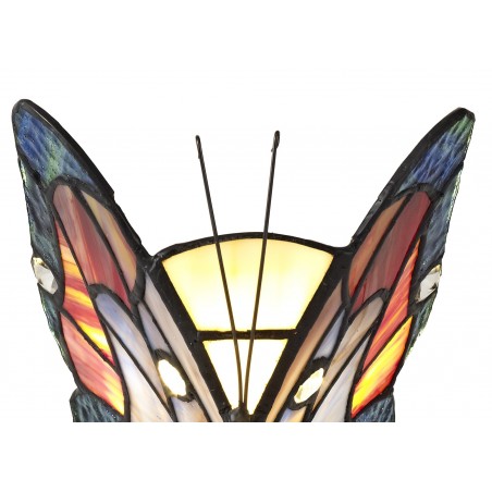 Jayde Tiffany Butterfly Table Lamp, 1 x E14, Black Base With Blue/Brown Glass With Clear Crystal DELight - 10