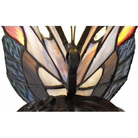 Jayde Tiffany Butterfly Table Lamp, 1 x E14, Black Base With Blue/Brown Glass With Clear Crystal DELight - 11