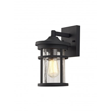 Aura Wall Lamp, 1 x E27, Black/Clear Crackled Glass, IP54, 2yrs Warranty DELight - 1