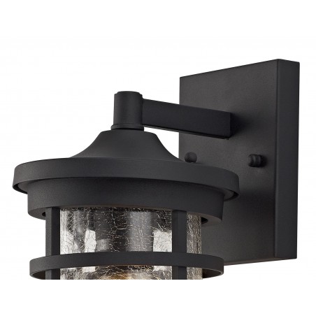 Aura Wall Lamp, 1 x E27, Black/Clear Crackled Glass, IP54, 2yrs Warranty DELight - 4