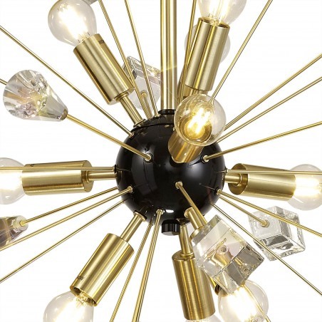 Namid Pendant Sputnik, 9 Light E14, Brushed Gold & Gloss Black/Crystal DELight - 9