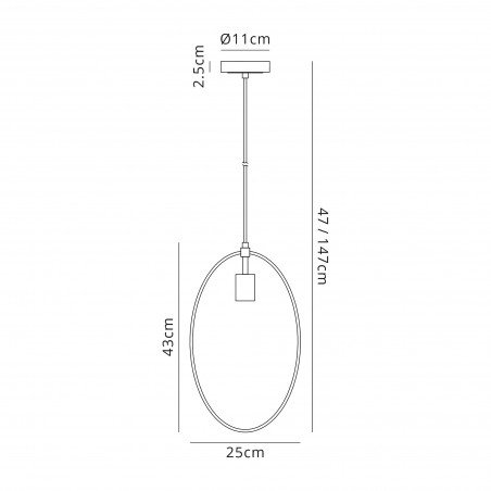 Ceto Single Large Circle Pendant, 1 Light E27, Sand Gold/Matt Black DELight - 2