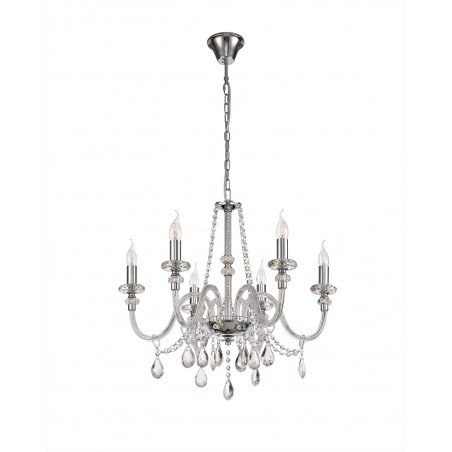 Dia Chandelier Pendant, 6 Light E14, Polished Chrome/Clear Glass/Crystal, (ITEM REQUIRES CONSTRUCTION/CONNECTION) DELight - 3