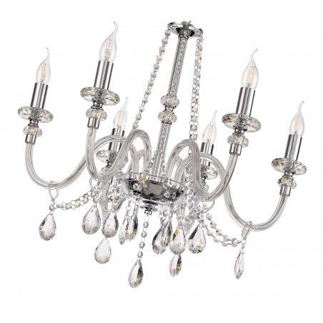 Dia Chandelier Pendant, 6 Light E14, Polished Chrome/Clear Glass/Crystal, (ITEM REQUIRES CONSTRUCTION/CONNECTION) DELight - 5