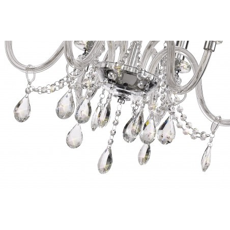 Dia Chandelier Pendant, 6 Light E14, Polished Chrome/Clear Glass/Crystal, (ITEM REQUIRES CONSTRUCTION/CONNECTION) DELight - 6