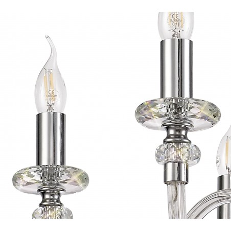Dia Chandelier Pendant, 6 Light E14, Polished Chrome/Clear Glass/Crystal, (ITEM REQUIRES CONSTRUCTION/CONNECTION) DELight - 8