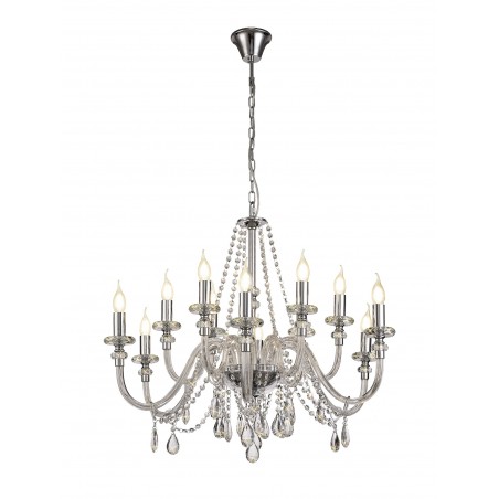 Dia Chandelier Pendant, 12 Light E14, Polished Chrome/Clear Glass/Crystal, (ITEM REQUIRES CONSTRUCTION/CONNECTION) DELight - 1