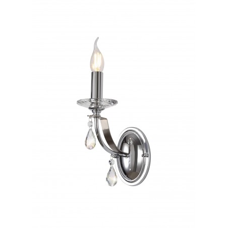 Sapphire Wall Lamp 1 Light E14, Polished Chrome/Satin Nickel/Clear Crystal DELight - 1