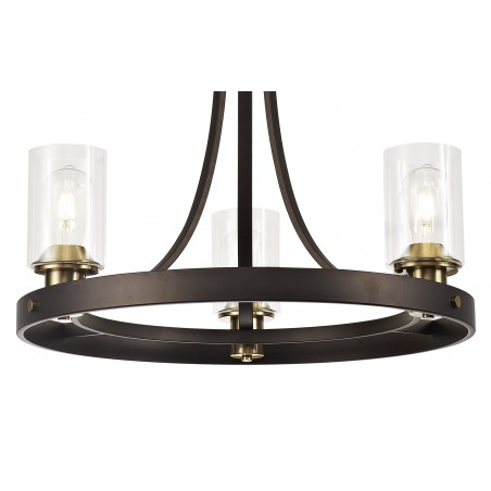 Vulcan Pendant 3 Light E27, Brown Oxide/Bronze With Clear Glass Shades DELight - 7