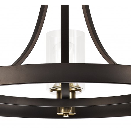 Vulcan Pendant 3 Light E27, Brown Oxide/Bronze With Clear Glass Shades DELight - 9