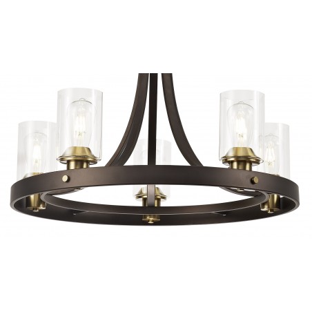 Vulcan Pendant 5 Light E27, Brown Oxide/Bronze With Clear Glass Shades DELight - 7