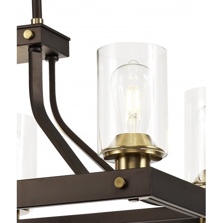 Vulcan Linear Pendant 6 Light E27, Brown Oxide/Bronze With Clear Glass Shades DELight - 8