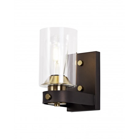 Vulcan Wall Lamp 1 Light E27, Brown Oxide/Bronze With Clear Glass Shades DELight - 1