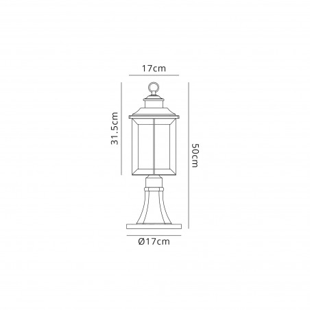 Aidos Pedestal Lamp, 1 x E27, Antique Bronze/Clear Ripple Glass, IP54, 2yrs Warranty DELight - 2