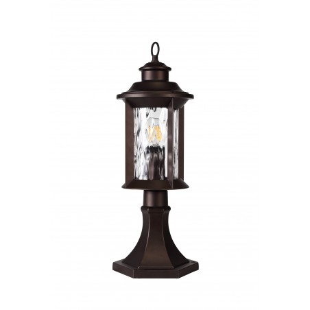 Aidos Pedestal Lamp, 1 x E27, Antique Bronze/Clear Ripple Glass, IP54, 2yrs Warranty DELight - 3