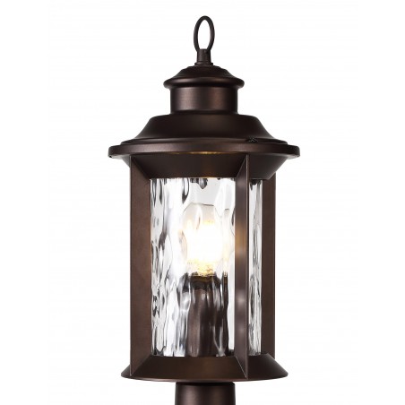 Aidos Pedestal Lamp, 1 x E27, Antique Bronze/Clear Ripple Glass, IP54, 2yrs Warranty DELight - 5