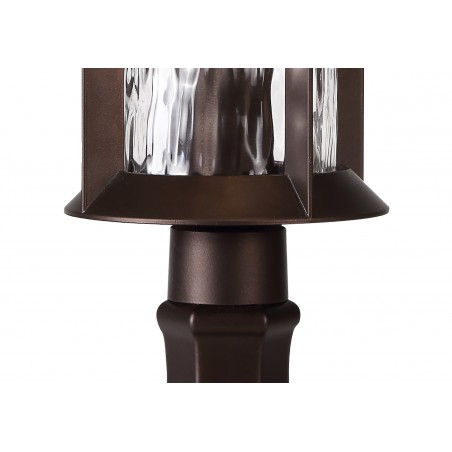 Aidos Pedestal Lamp, 1 x E27, Antique Bronze/Clear Ripple Glass, IP54, 2yrs Warranty DELight - 6
