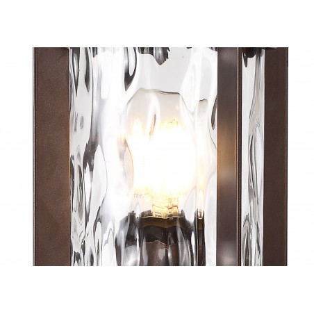 Aidos Pedestal Lamp, 1 x E27, Antique Bronze/Clear Ripple Glass, IP54, 2yrs Warranty DELight - 8