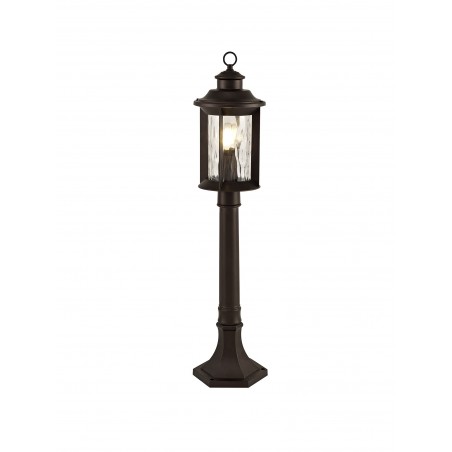 Aidos Post Lamp, 1 x E27, Antique Bronze/Clear Ripple Glass, IP54, 2yrs Warranty DELight - 1